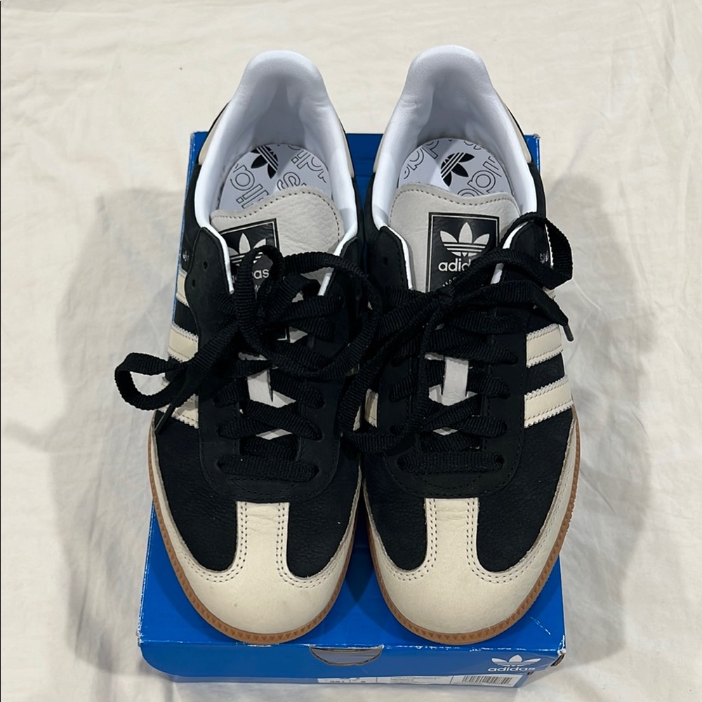 Adidas Black and Cream Classic Sneakers